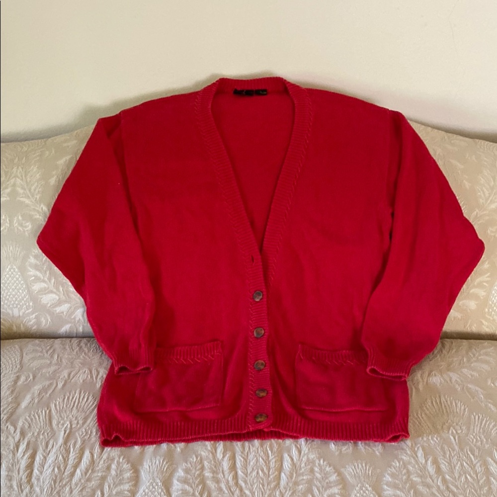Men's/Unbranded Red Button-Front Cardigan Sweater